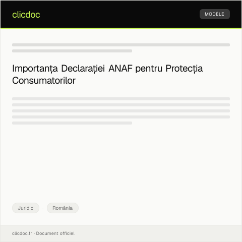 Document preview: Declarație pentru respectarea normelor privind protecția consumatorilor — Juridic, România